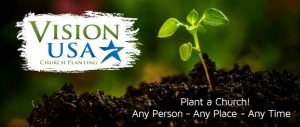Vision USA logo with seedling growing from soil